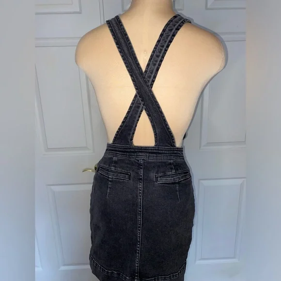 Free People Old School Love Denim Dungaree Pinafore Dress - Size 0 - EUC - Picture 8 of 11
